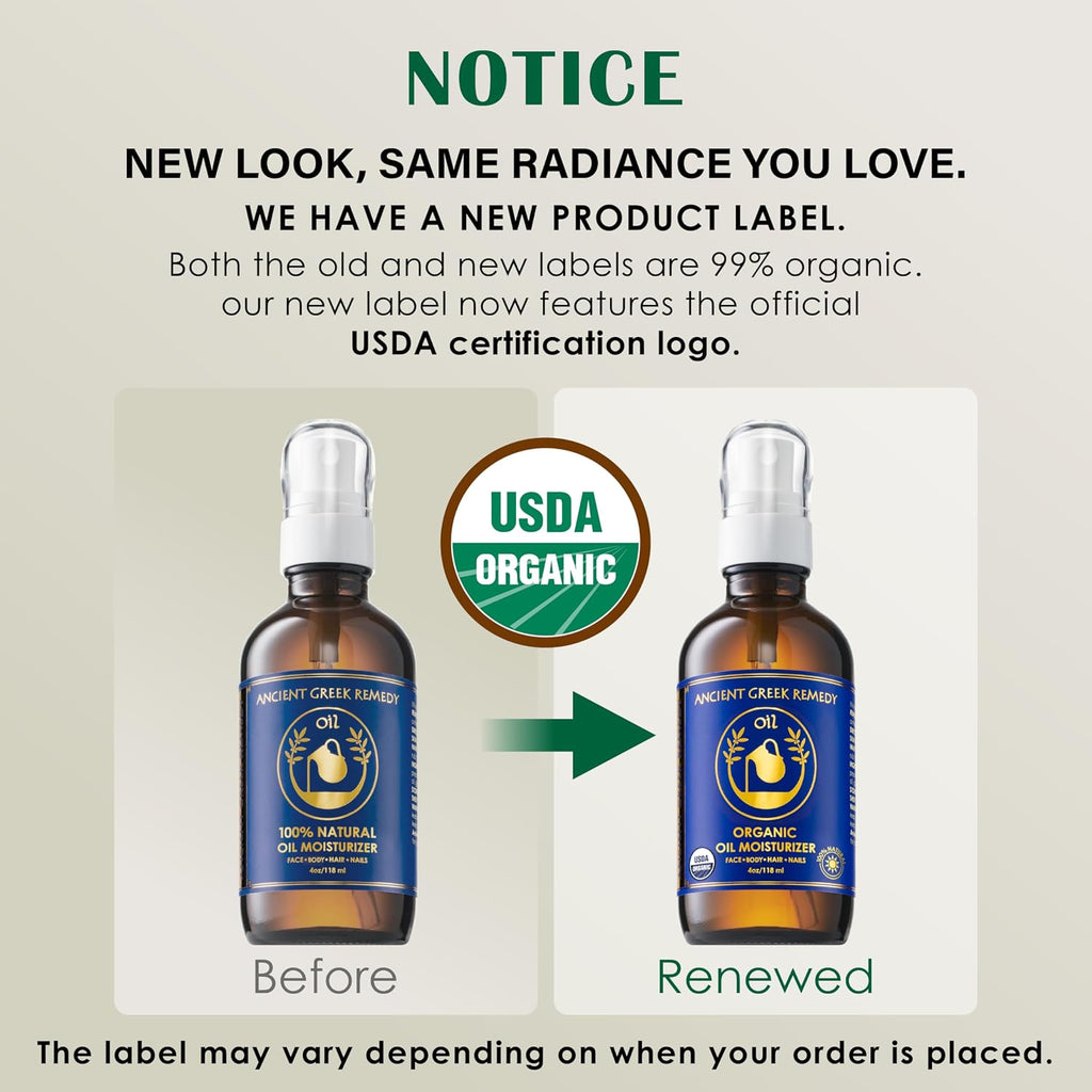 Ancient Greek Remedy Body Oil - Organic After Shower Face Oil & Body Moisturizer For Dry Skin - Almond, Jojoba, Olive, Lavender, Vitamin E Oils - Natural Clean Facial Skincare For Women & Men 4 Oz