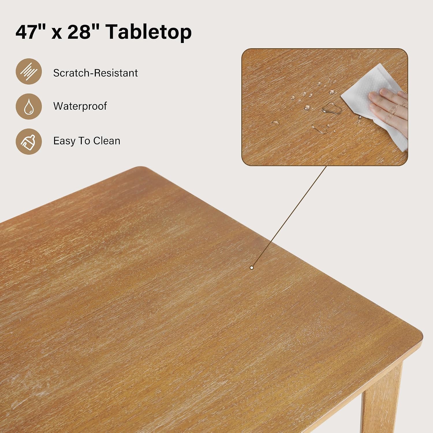 Farmhouse Dining Table Set For 4, Wooden Kitchen Table & Solid Wood Chairs | 4 Upholstered Chairs, Modern Rectangular Dining Room Table And Chairs For Kitchen, Small Spaces, Rubberwood Legs, 5-Piece
