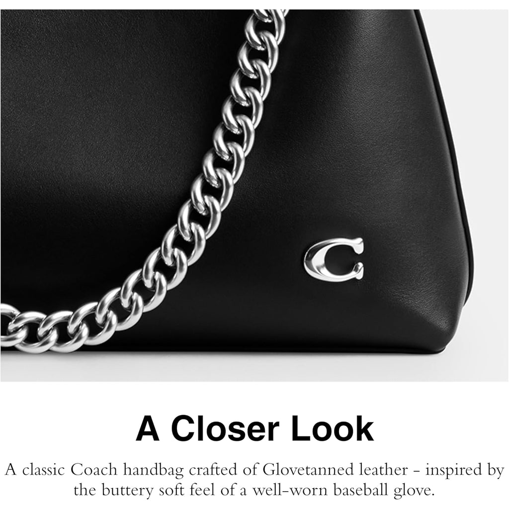 COACH Women's Glovetanned Leather Juliet Shoulder Bag, Black, One Size