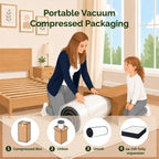 King Size 12 Inch Hybrid Innerspring Mattress, Individual Pocket Coils Gel Memory Foam, Medium Soft Black & White Cover, Fiberglass Free Certipur-Us Certified Compressed Bed In A Box, 76" X 80"
