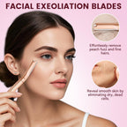 Eyebrow Razor-Face Razors for Women-Dermaplaning Tool for Face Exfoliation & Peach Fuzz with 12 Refill Blades-Facial Dermaplane Razors Shaver-Rose Gold