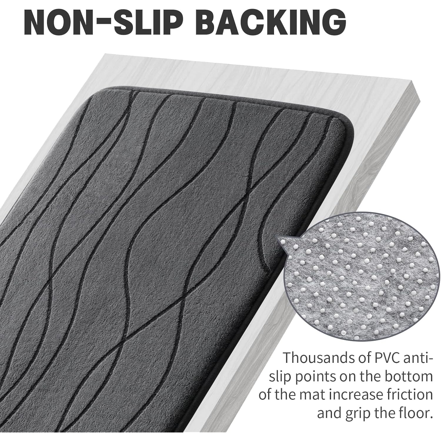 YIHOUSE Memory Foam Grey Bathroom Rug Sets 5 Piece, Ultra Absorbent Bath Mat for Bathroom - Non-Slip Machine Washable & Dry Quickly, 5 Piece Bathroom Mat Set, Dark Grey