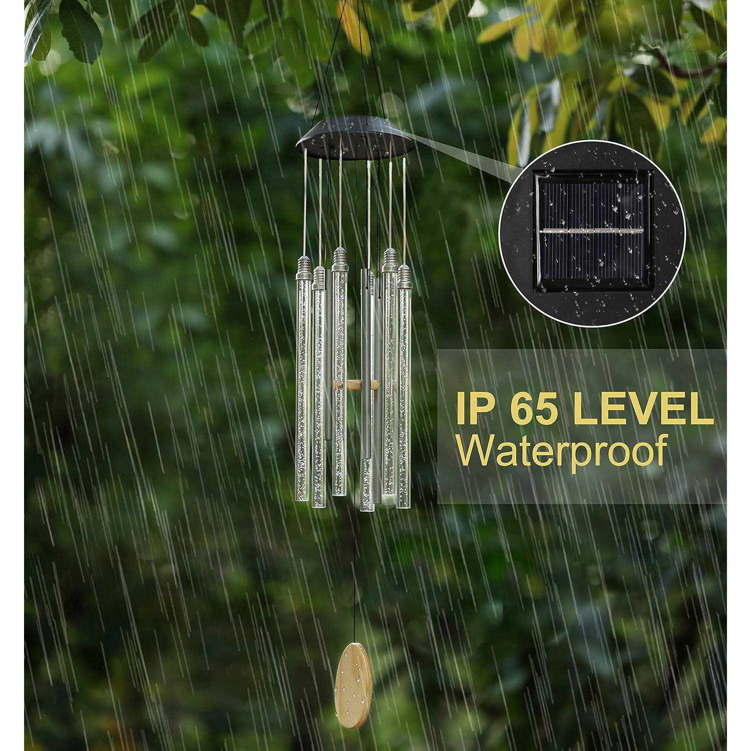 Solar Wind Chimes For Outside, Desgully 6 Led Tubes Color Changing Outdoor Clearance Unique Garden Decor Colorful Patio, Gifts For Her/Him (37" Long)