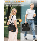 Hotor Lunch Box For Men & Women - Double-Layer Insulated Lunch Bag With Leakproof Liner, Portable Cooler For Work, Travel, Or Picnic, Black, 12L, 11.1" X 9.7" X 6.7"