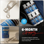 Minoxidil Liquid Extra Strength Hair Regrowth Treatment For Men, 5% Topical Solution, 6 Months Supply - Dropper Applicator And Bonus Free Instructional Guide Included
