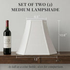 Lamp Shades Set Of 2, Includes Harps, White Medium Lampshades (6.5"X13"X10.8"), Classic Square Cut Corner Fabric Replacement Shade With Spider Fitter For Table Lamps, Classic Home Decor