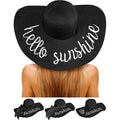 Senker Fashion Beach Hats for Women, Floppy Straw Sun Hat Embroidered Wide Brim for Summer Honeymoon Vacation Cruise