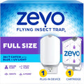 Zevo Flying Insect Trap - Plug-In Indoor Fly Trap And Bug Light Trap Refill With Blue And Uv Light - No-Mess Cartridge For House Flies, Fruit Fly Trap And Gnats (1 Plug-In Base And 1 Cartridge)