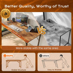 47 X 24 Inch Computer Desk With Deeper Desktop, Gaming Office Writing Work Desk For Home Office, Study, Bedroom, Work From Home, Metal Frame, Rustic Brown