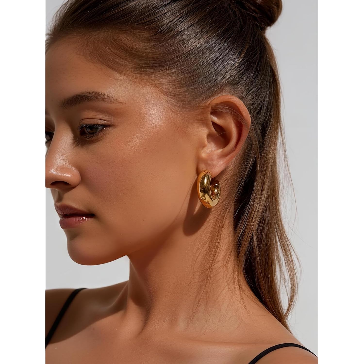 10 Pairs Chunky Gold Earrings for Women, Hypoallergenic Statement Hoops Earring for Multipack, Trendy Gold Chunky Hoop Earrings Jewelry for Gift