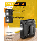 Tunise Portable Fan With 5-Speed Settings, Dual-Sided Clip On Wearable Belt Waist Fan For 8000Mah, 2 Settings Including Flashlight,Travel Essential For Outdoor Camping As Power Bank