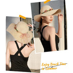 Beach Hats for Women, Wide Brim Sun Straw Hat for Women, Sun Hat UPF 50+ UV Protection
