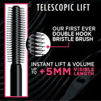 L'Oreal Paris Telescopic Lift Mascara, Lengthening And Volumizing Eye Makeup, Lash Lift With Up To 36Hr Wear, Washable, Blackest Black, 0.33 Fl Oz
