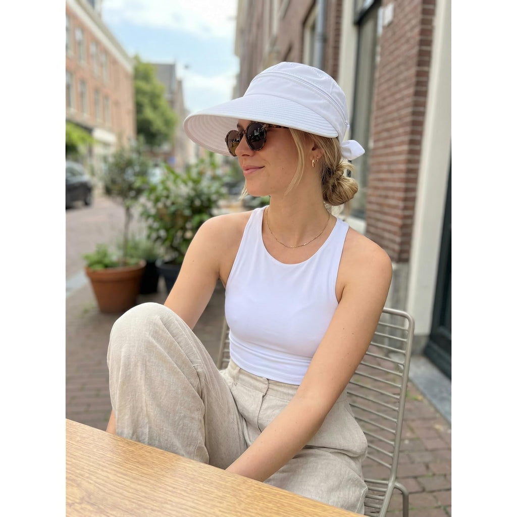 2-in-1 Women’s Sun Visor Sun Hat Zipper Off Ponytail Friendly, Lightweight Quick Dry, Summer UV Protection