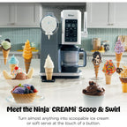 Ninja CREAMi Scoop & Swirl Ice Cream Maker, Soft Serve Desserts, Sorbet, Milkshakes, Frozen Yogurt and More, 13-in-1 Programs, Includes Handle and Two 16 oz 2-in-1 Pints, NC701