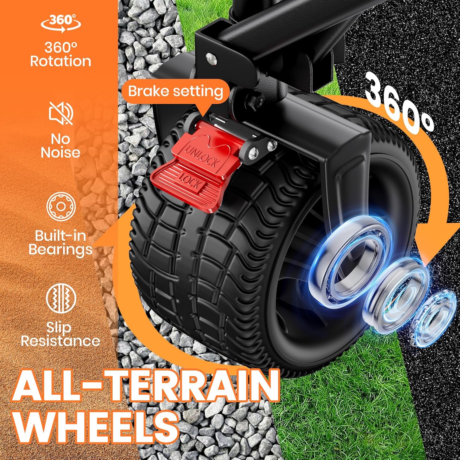Beach Wagon Carts Foldable 570Lbs Collapsible Wagon With Big All-Terrain Wheels For Sand 330L Heavy Duty Utility Carts With Cup Holders For Garden, Camping, Grocery, Black