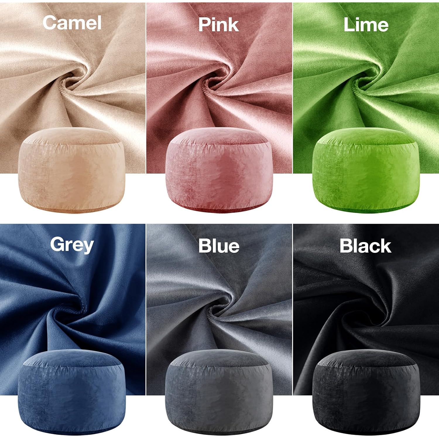 Whatsbedding 3 Ft Bean Bag Chair,Large Bean Bag Chairs For Adults With Memory Foam Filling,Lazy Bean Bag Sofa For Living Room,Ultra Soft Velvet Fabric,Pull-Handle,Side-Pocket - 3 Foot,Dark Grey