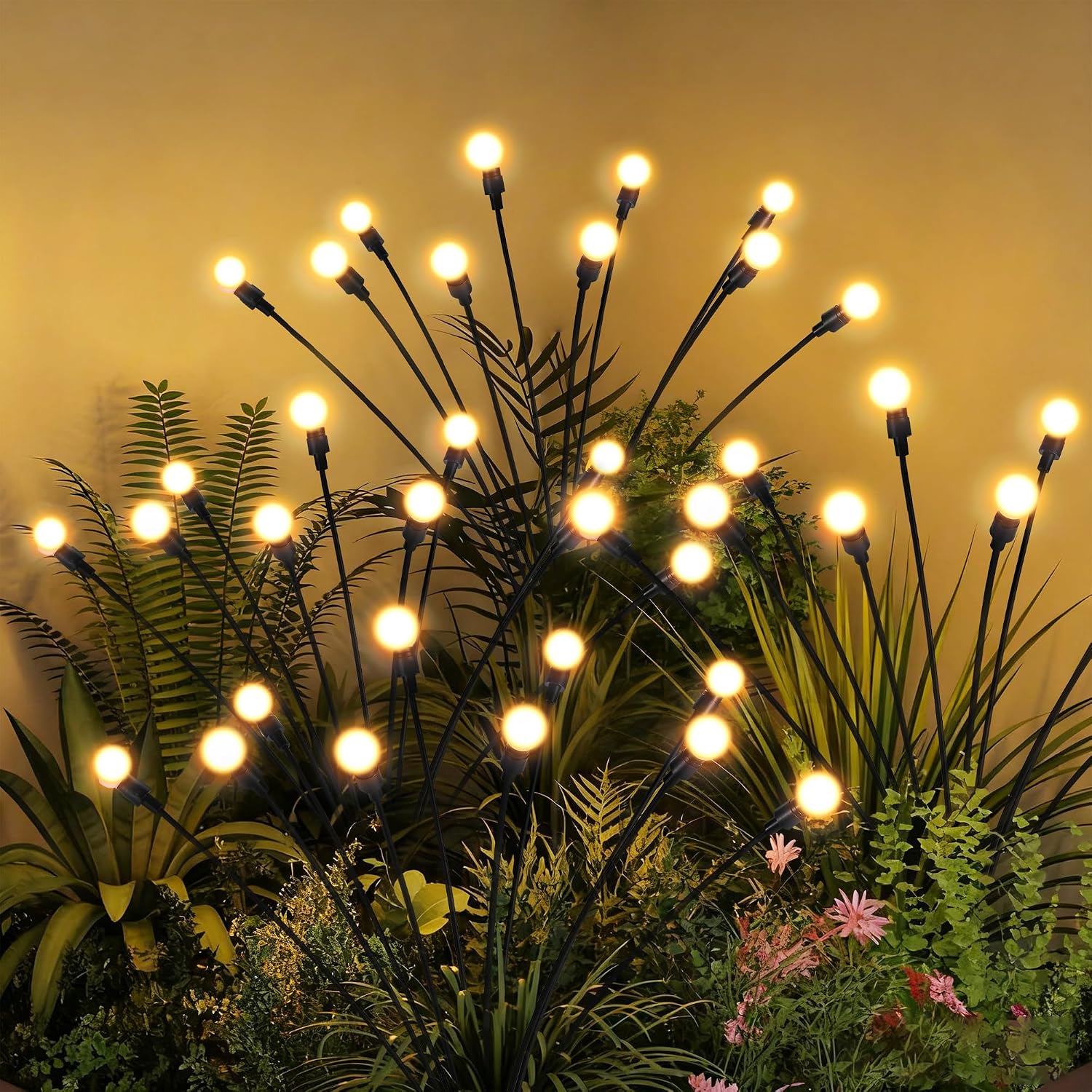Solar Garden Lights, 2Pack 20Led Swaying Solar Lights Outdoor | Warm White Firefly Outdoor Decorative Lights, Garden Decor, Yard, Patio, Pathway Decoration Gardening Gifts For Women