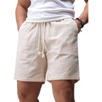Jotook Mens Casual Chambray Shorts 7 Inch Elastic Waist Drawstring Shorts Lightweight Cotton Summer Beach Short