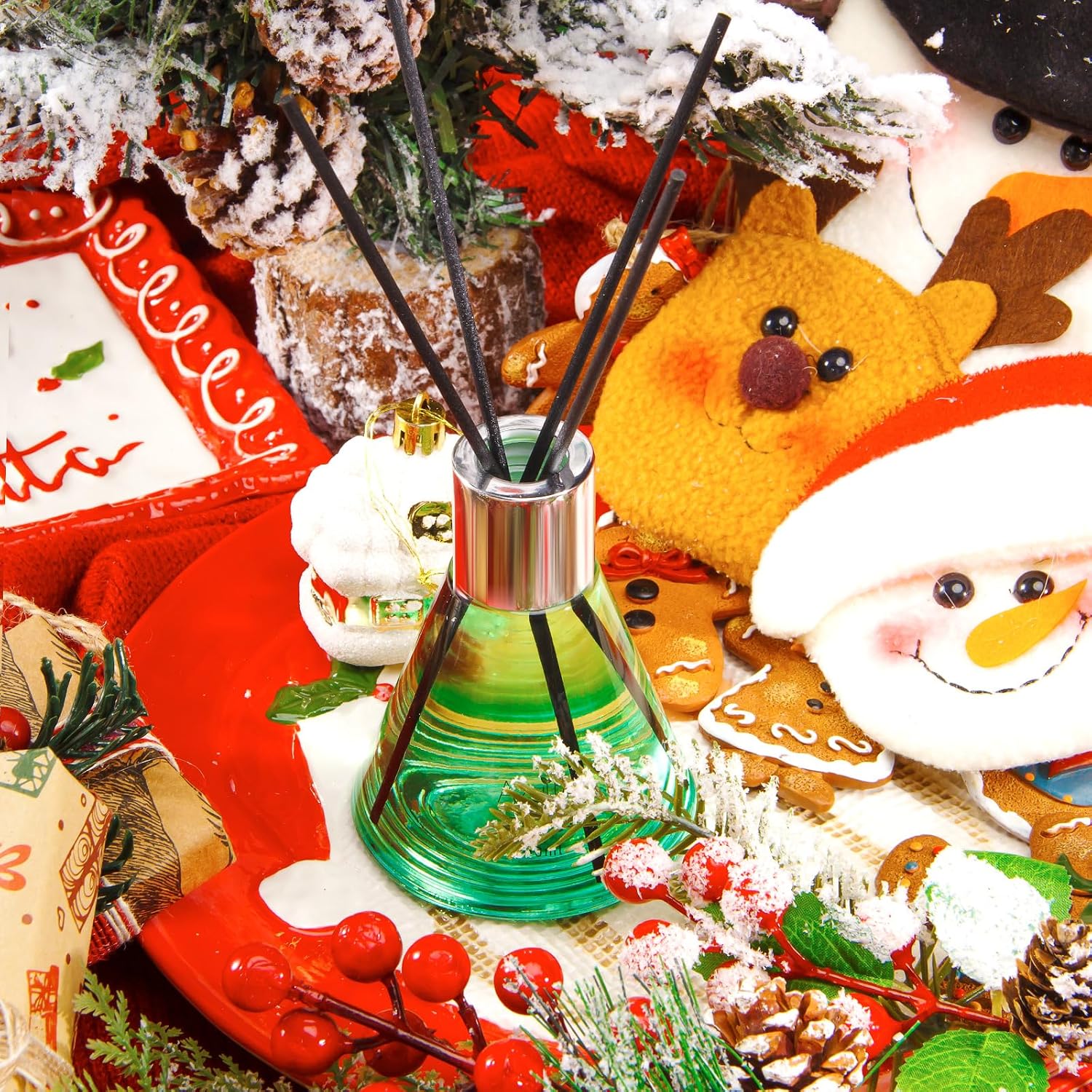 Reed Diffuser Set For Home, Citrus Scented Diffuser With 6 Diffuser Sticks, Home Fragrance Scent Essential Oil Stick Diffuser For Christmas Shelf Decor,3.4 Oz