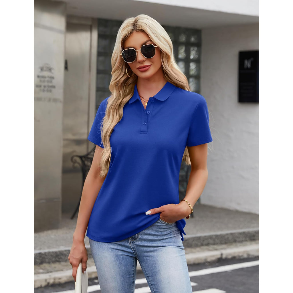 Magcomsen Women'S Polo Shirts Cotton 3-Button Short Sleeve Collared Tops Summer Cool Shirt Uniform Casual Shirts