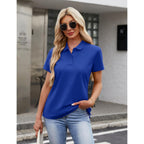 Magcomsen Women'S Polo Shirts Cotton 3-Button Short Sleeve Collared Tops Summer Cool Shirt Uniform Casual Shirts