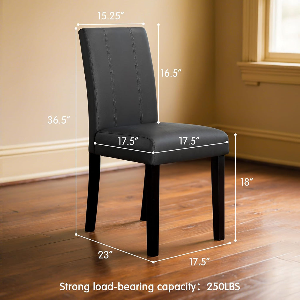 Chun Yi Dining Chairs Set Of 4, Faux Leather Dining Room Chairs, Upholstered Modern Kitchen Parsons Chairs For Dining Room With Sturdy Wood Legs, Black (Only Chair)