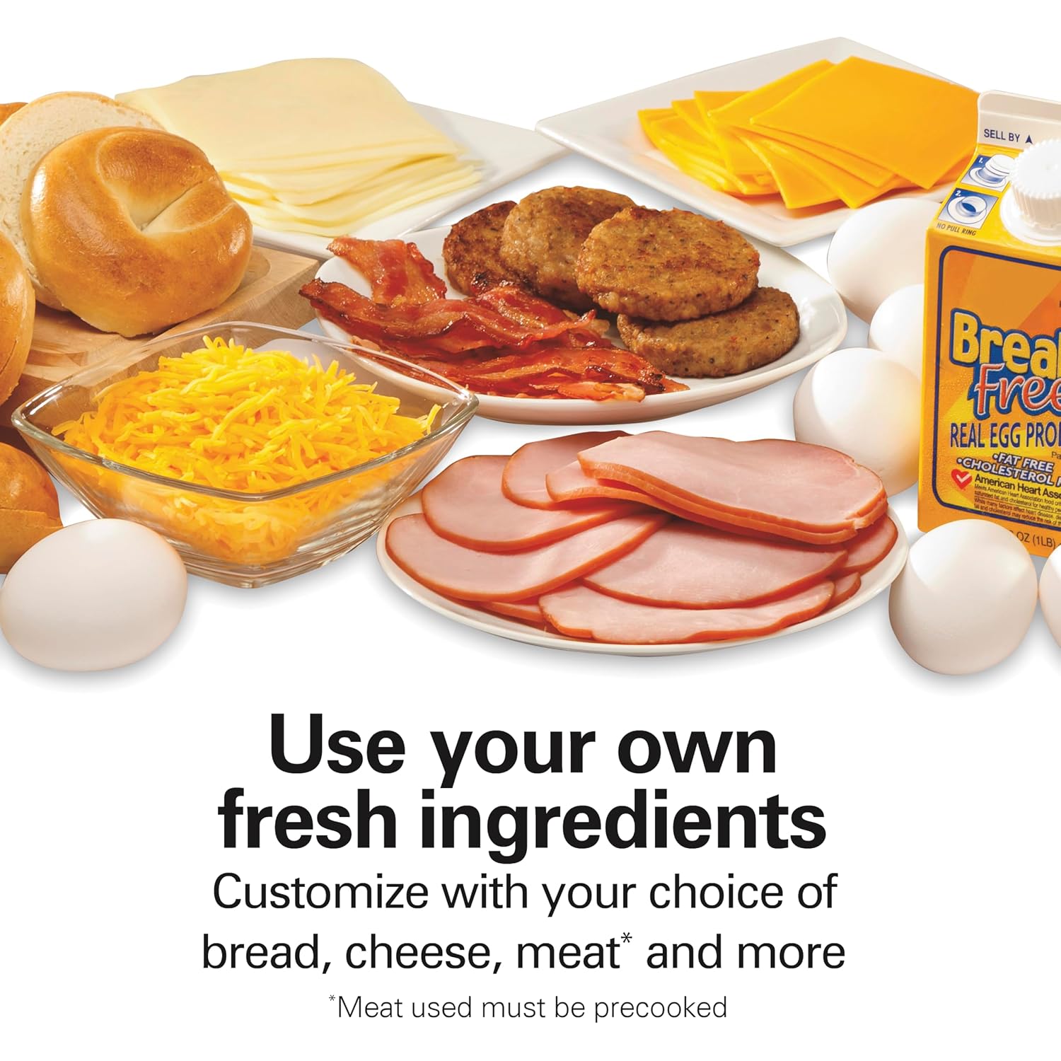 Hamilton Beach Dual Breakfast Sandwich Maker With Egg Cooker Rings & Timer | Perfect For English Muffins, Croissants, Mini Waffles | Customizable & Fast |Pfas-Free | Silver | 25490Mna