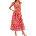 Prettygarden Women'S Summer Tulle Midi Dress Sleeveless Smocked Ruffle Flowy Mesh Dresses Party Wedding Guest Sundress
