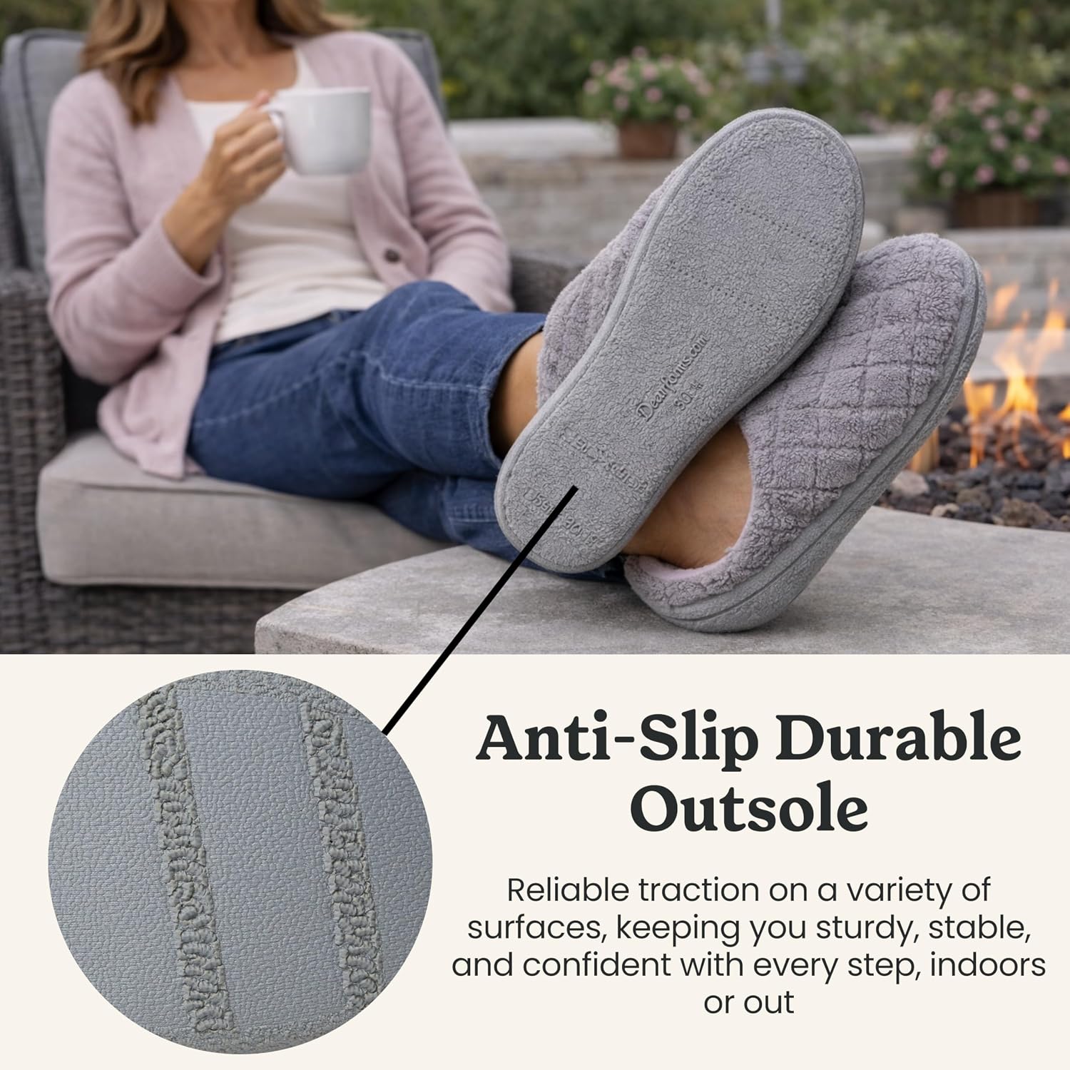 Leslie Terry Clog House Shoes With Memory Foam, Indoor Slippers With Wide Widths