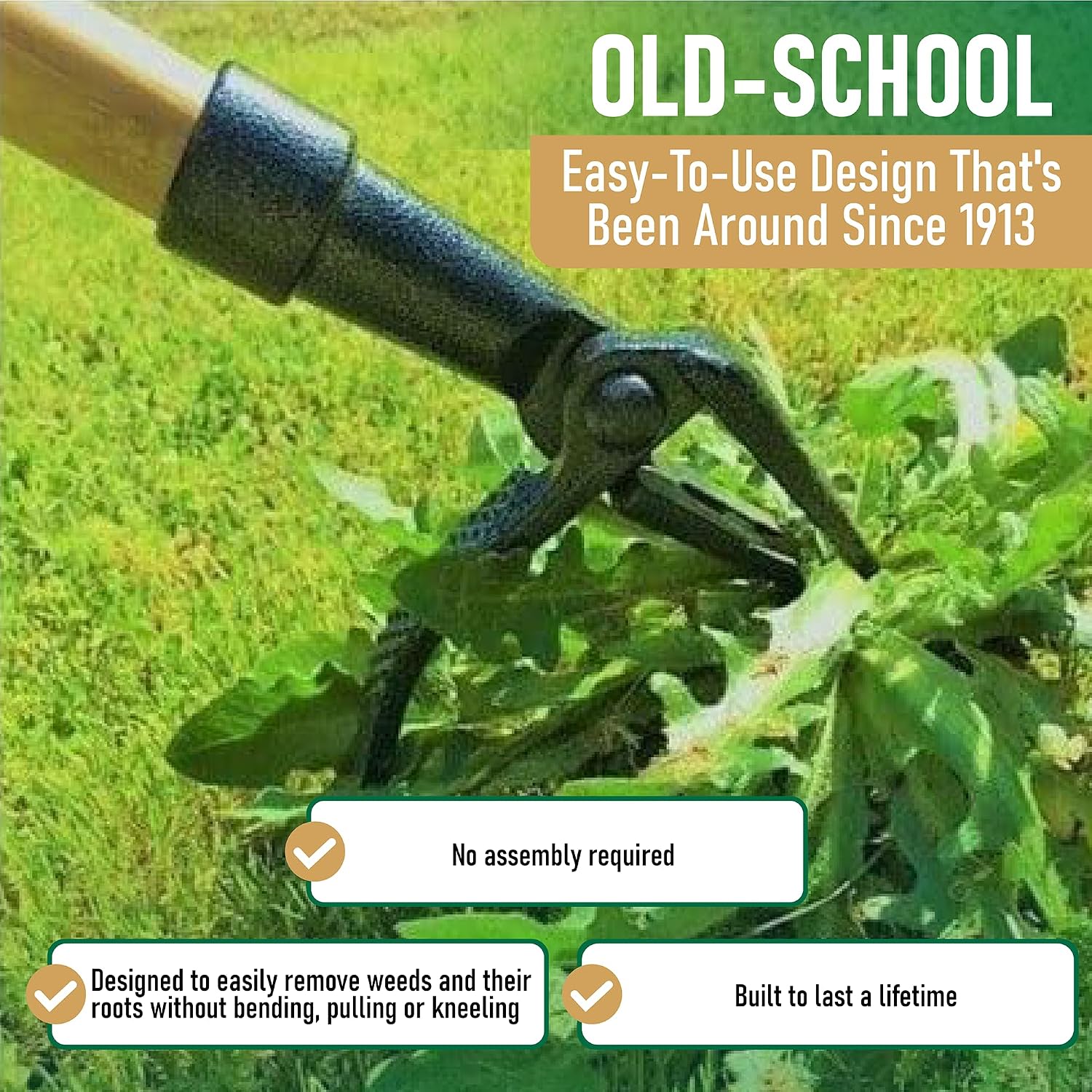 Grampa'S Weeder Original Stand Up Weed Puller Tool With Bamboo Long Handle | 4-Claw Steel Head • Weeding Tool • Weed Remover Tool • Pulls Dandelions, Crabgrass & Taproots • No Bending • Saves Your Back