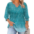Rapbin Womens Plus Size Tops 3/4 Sleeve Blouses Shirts Casual V Neck Loose Tunic Tops 1X-5X