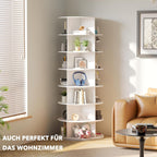 Spaceaid 7 Tier Rotating Shoe Rack Tower, Spinning Shoe Display Lazy Susan, Revolving 360 Shoe Rack Storage Round Carousel, Vertical Handbag Rotate Shoes Closet Organization (7-Tier White)