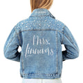 Noni Personalized Embroidered Bride Denim Jacket, Future Mrs Jean Jacket With Pearls, Wedding Gifts For Bride