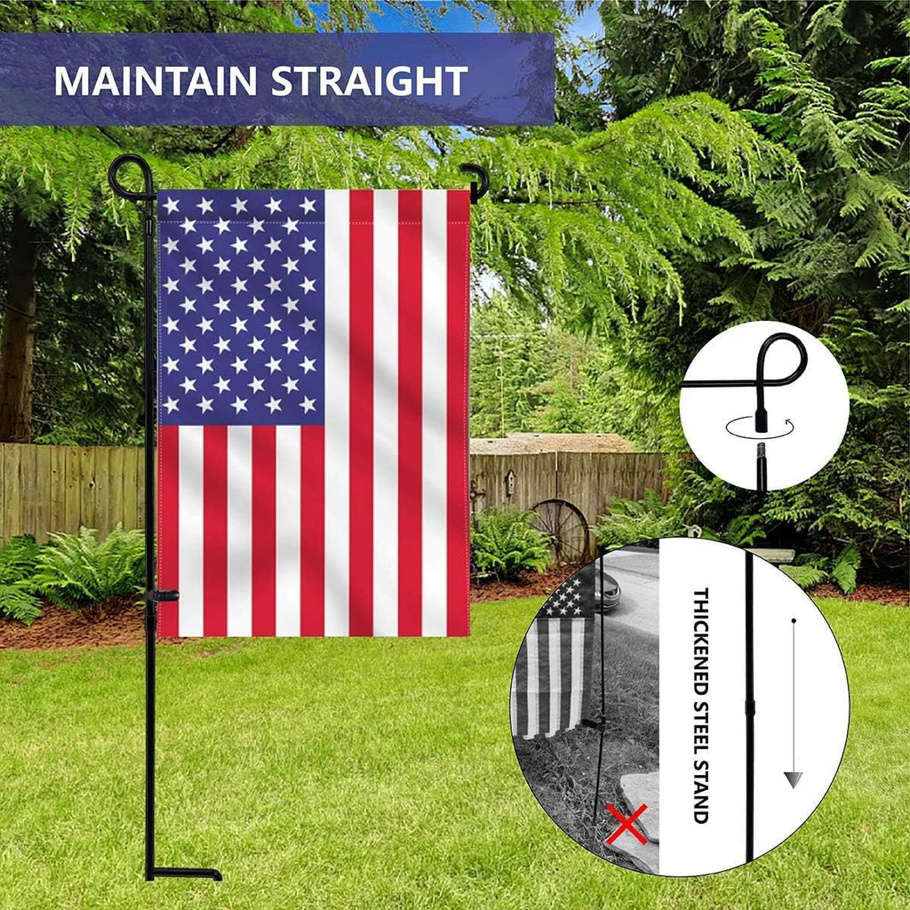Garden Flag Holder Stand, Premium Yard Flag Holder Weather-Proof Metal Powder-Coated Flagpole With Clip And Stopper For Christmas Garden Flag, Outdoor Garden Decor Decoration