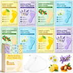 8 Pack Moisturizing Foot Mask,Hydrating Foot Masks for Dry Cracked Feet,Brightening Soothing Dry Skin Moisturizer for Baby Soft Feet,Mothers Day Gifts,Foot Care Spa Gifts for Women Men(4 Styles)