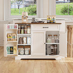 Gizoon Kitchen Coffee Bar Cabinet With Storage Kitchen Sideboard Buffet Cabinet With Drawers, Short Pantry With Door And Shelves For Bathroom And Living Room, White And Rustic