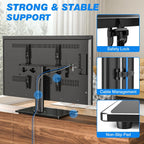 Rfiver Universal Table Top Tv Stand Tv Base Replacement For Most 27-60 Inch Lcd Led Flat Curved Screen Tvs Holds Up To 88Lbs, Height Adjustable Tv Mount Stand With Tempered Glass Base, Vesa 400X400Mm