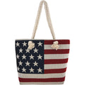 Western Origin American Flag Embroidered Tote Bag Stars And Stripes Beach Bag Rope Handles Shoulder Bag Women Purse