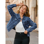 Glamaker Womens Jean Jacket 2026 Basic Trendy Long Sleeve Denim Jackets Button Down Fitted Western Coat With Pockets