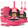 CAROTE 15pcs Pots and Pans Set Non Stick, Cookware Set Non Toxic with Detachable Handle, Induction Kitchen Cooking Set, Dishwasher/Oven Safe, RV/Camping Cookware