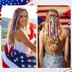 4th of July Hair Bow Clips, 2 Pack Red White Blue Long Tail Ribbon Hair Bows, Patriotic Hair Accessories for 250th America Independence Day, Parade & Fireworks Party Supplies