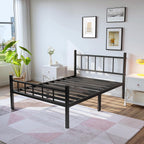 Zizin Twin Size Metal Bed Frame With Headboard & Footboard 14 Inch Metal Platform Mattress Foundation Support With Steel Slat, Under Bed Storage, No Box Spring Needed