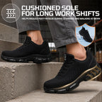 Steel Toe Shoes For Men Lightweight Safety Work Shoes With Kevlar Puncture Resistant Midsole Comfortable Low Top Work Shoes For Warehouse Factory Light Construction