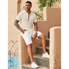 Coofandy Mens Knit Button Down Shirts Casual Textured Polo Shirt Short Sleeve Vintage Summer Beach Tops