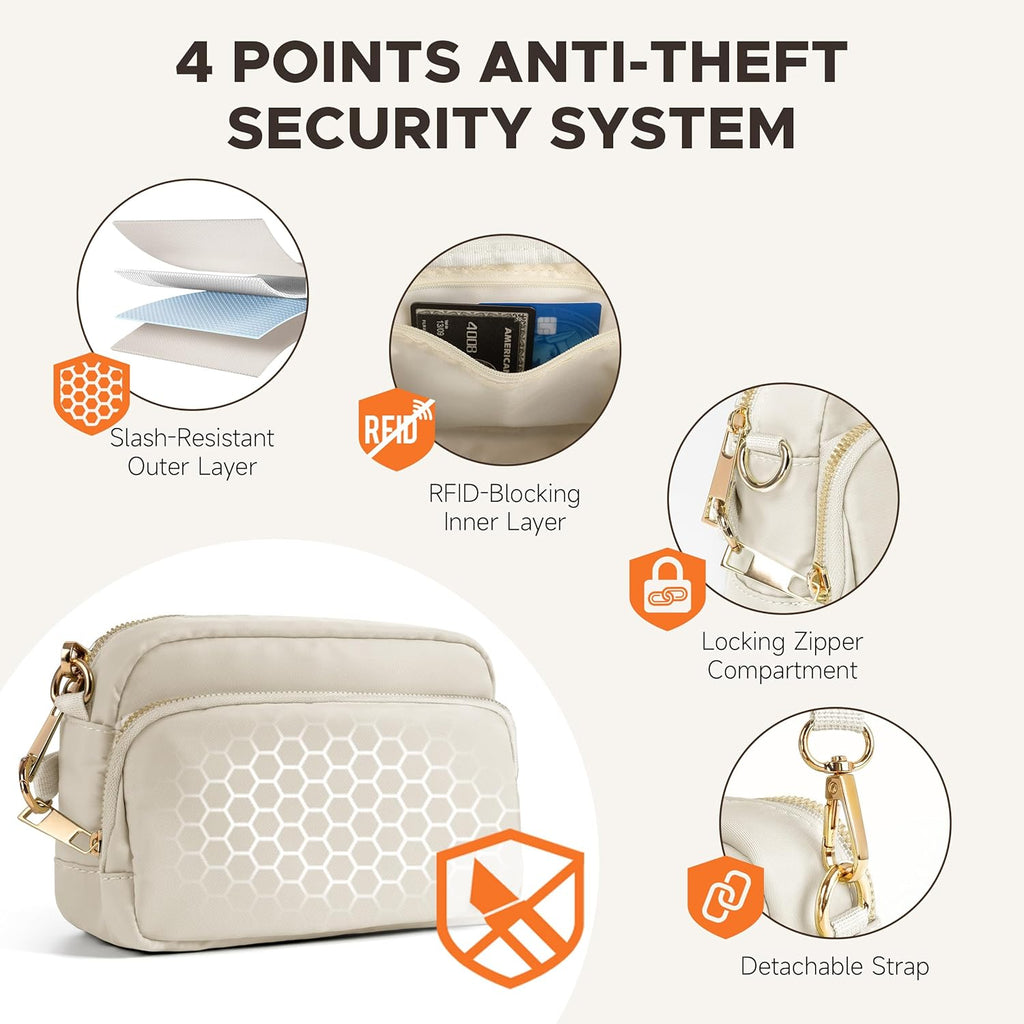 Joryin Anti Theft Crossbody Bag for Women, Slash-resistant RFID Blocking Travel Purses, Small Shoulder Bag Handbag, Nylon