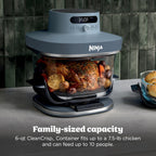 Ninja Crispi Pro 6-in-1 Glass Air Fryer | With Nontoxic, 6qt & 2.5qt Containers & Lids | Microwave, Freezer, Dishwasher Safe | 450°F Max Temp | 1800 Watt | Cyberspace | AS101CY