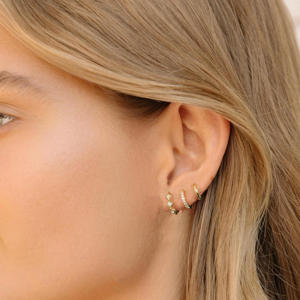 Gold Hoop Earrings for Women Trendy, Dainty Gold Stud Earrings 14K Gold Plated CZ Huggie Hoop Earrings Set Small Dangle Earrings Cute Cartilage Earring Sets for Multiple Piercing Jewelry Gifts