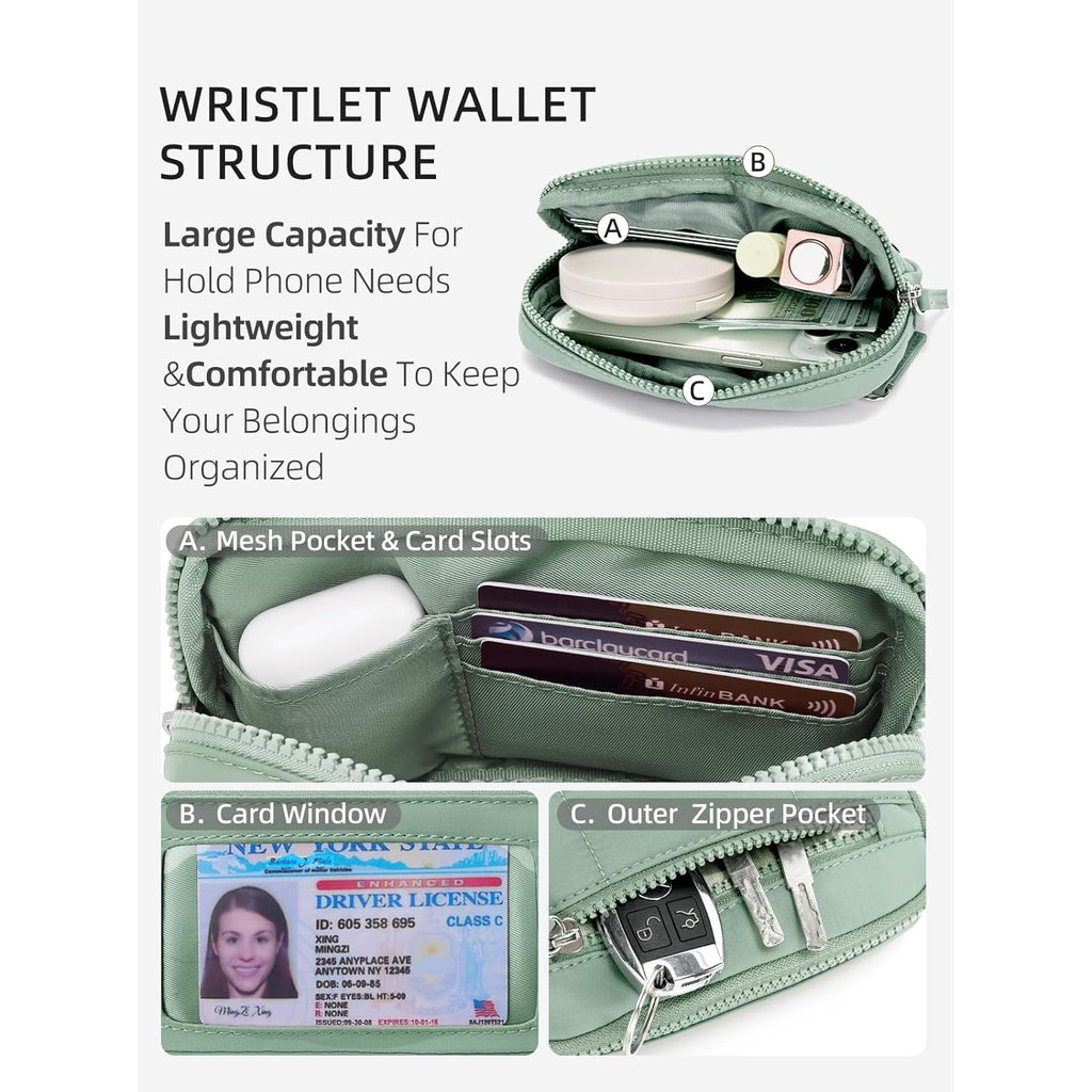 WESTBRONCO Wristlet Wallets for Women – RFID Blocking Quilted Nylon Phone Wallet, Card Holder Purse for Travel & Everyday Use