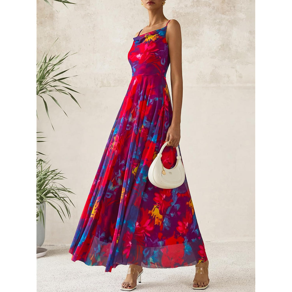Btfbm Women Summer Floral Maxi Dresses Elegant Spaghetti Strap Dress Printed Party Dress Beach Long Dresses